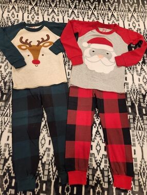 PJ Place Holiday Kids Pajama Set - Red Santa & Green Reindeer, Size 2